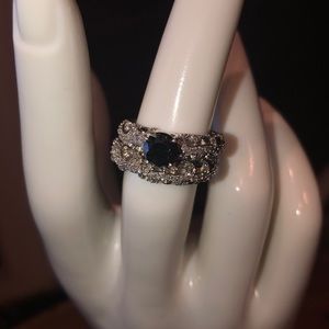 Black diamond sterling silver bridal set